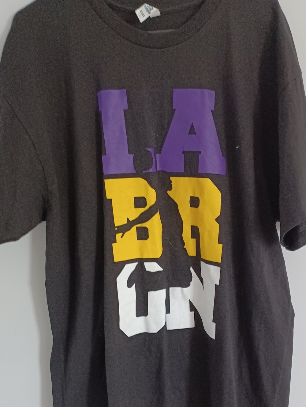 Source Unknown Black Short-Sleeve Tee with Purple, Gold & White Graphic